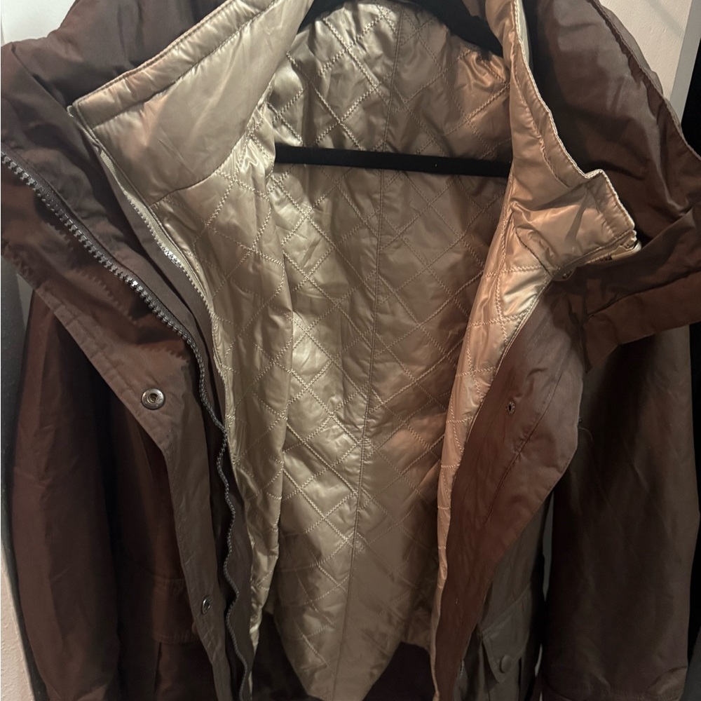Hawke & Co Men's Brown Raincoat with Quilted Lining